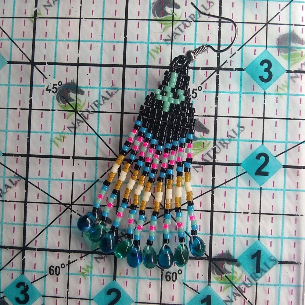 JRW Handmade Cactus Fringe Beaded Earrings - Picture 6 of 8